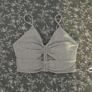 Forever 21 Strappy Cutout Grey Crop Top